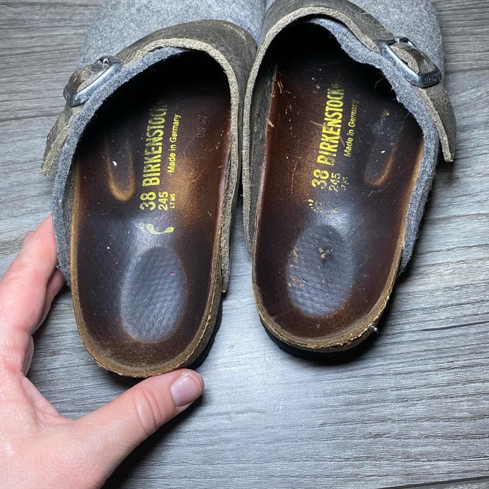 VGUC BIRKENSTOCK Basel 38 Wool Clogs w/ Leather Strap and Buckle - Picture 7 of 16